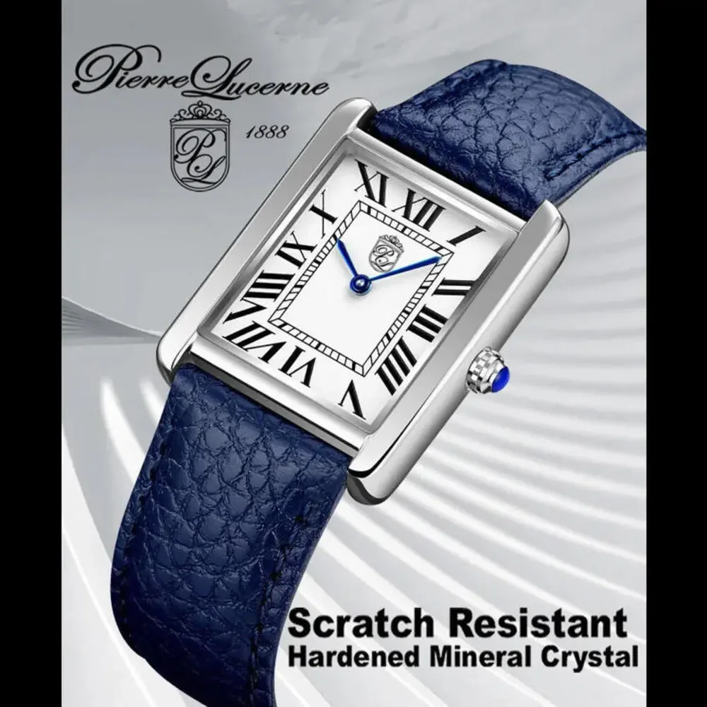 Pierre Lucerne 1888 Swiss Vermeil Inspired Tank Watch Blue
